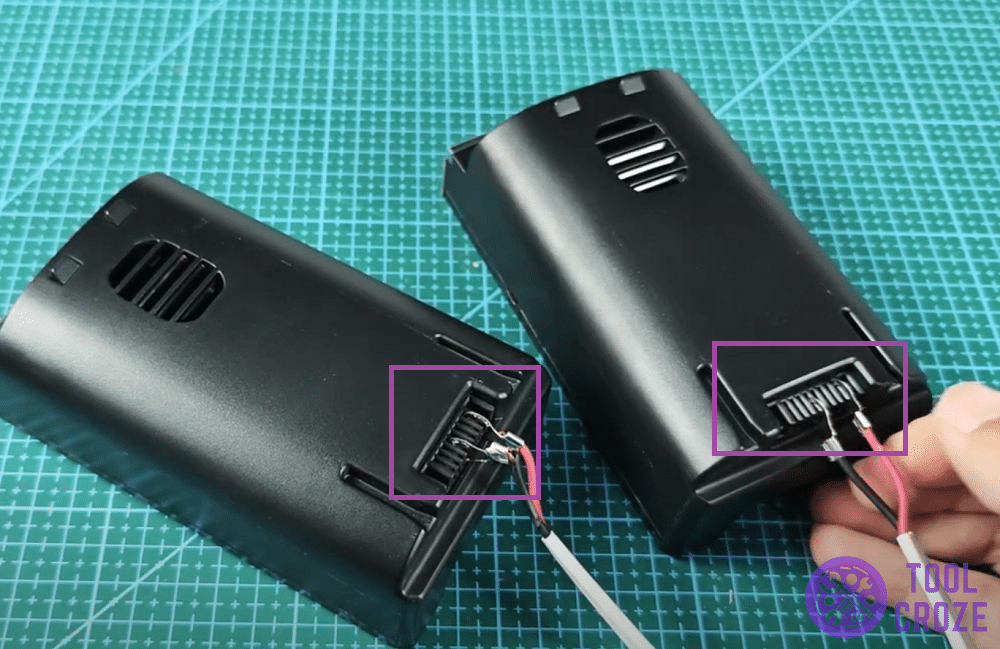 cononect terminals of two tineco vacuum batteries