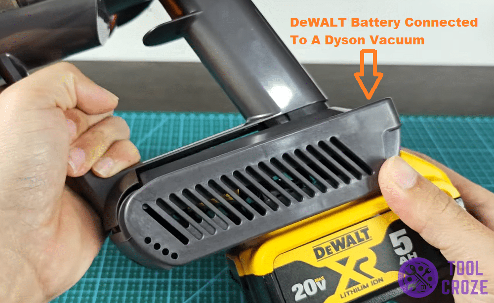 dewalt battery attached to dyson vacuum