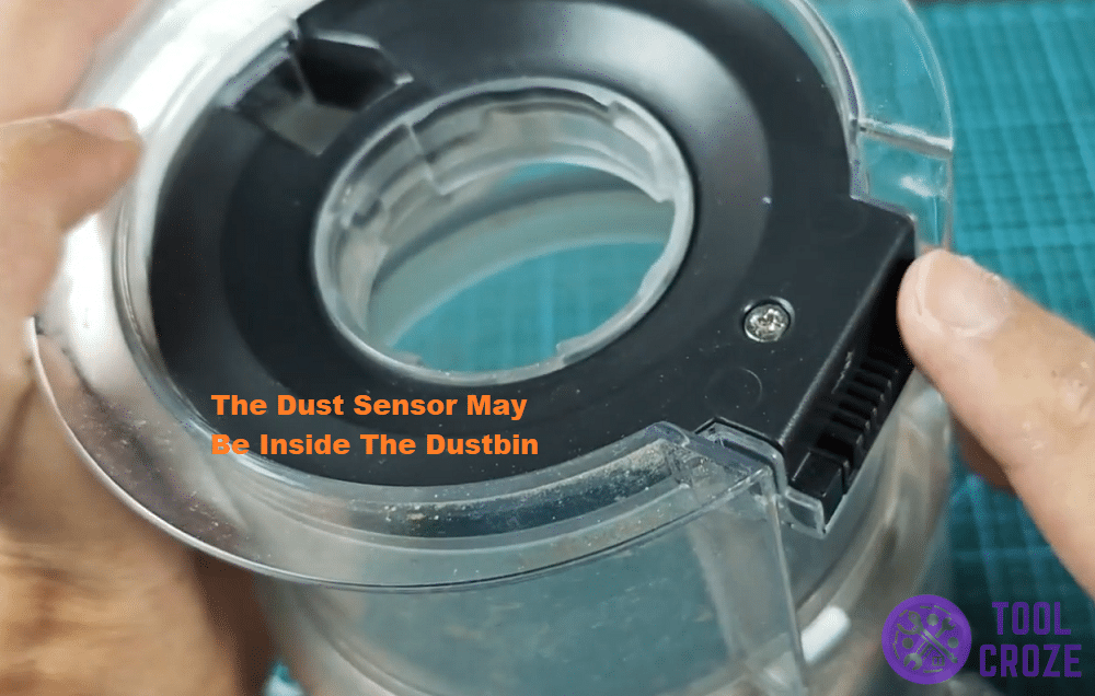 dismantle the bin to find the dust sensor