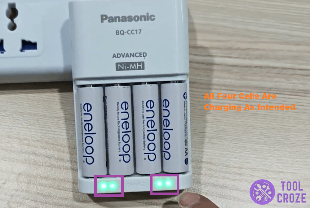 four solid green lights on panasonic battery charger