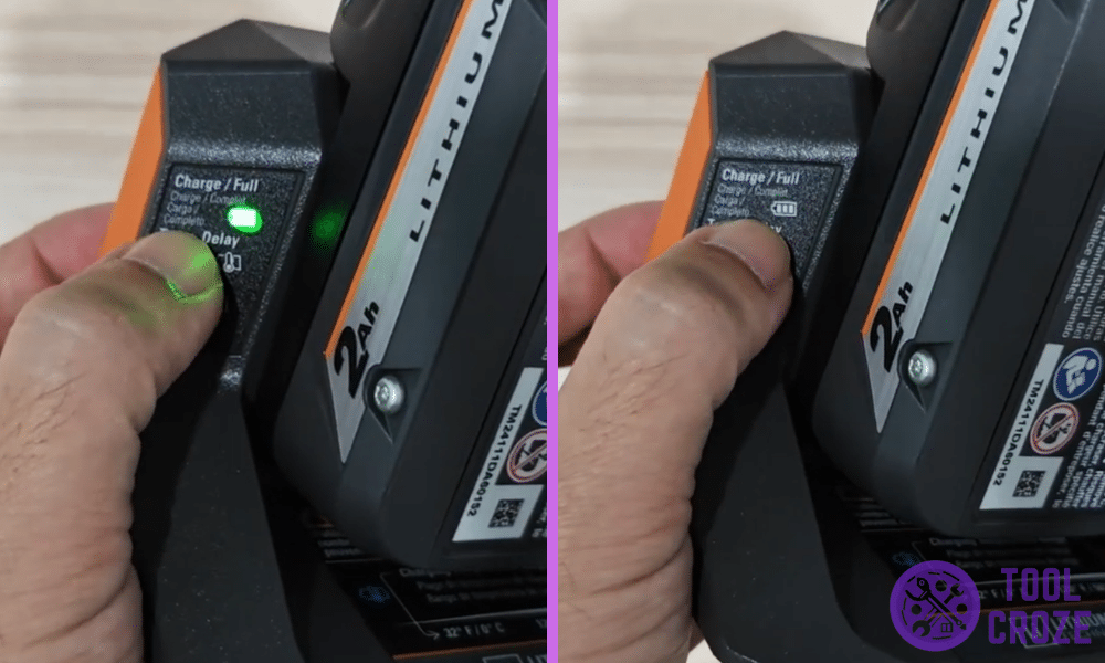 green light flashing on ridgid charger