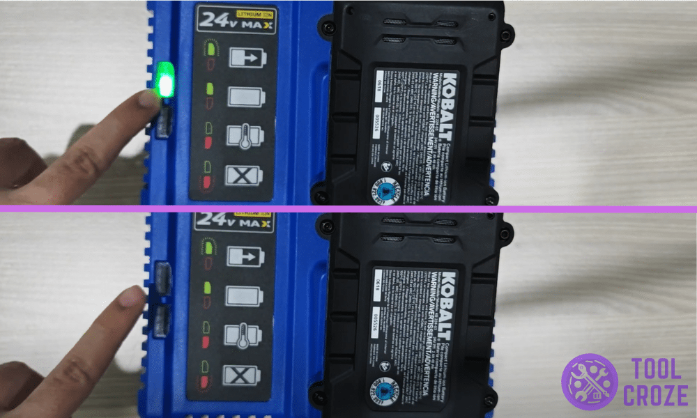 kobalt charger indicator displaying flashing green