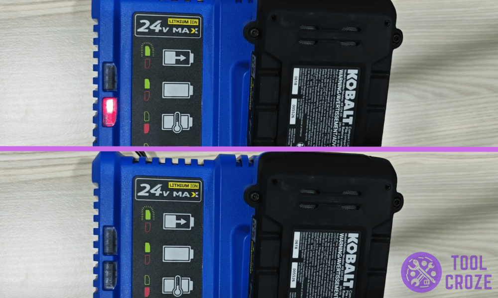 kobalt charger indicator displaying flashing red