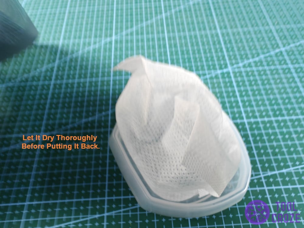 Let it dry thoroughly before putting it back