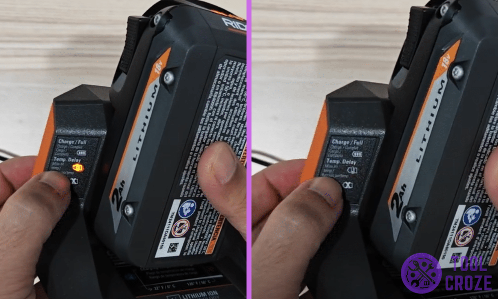 orange light flashing on ridgid charger