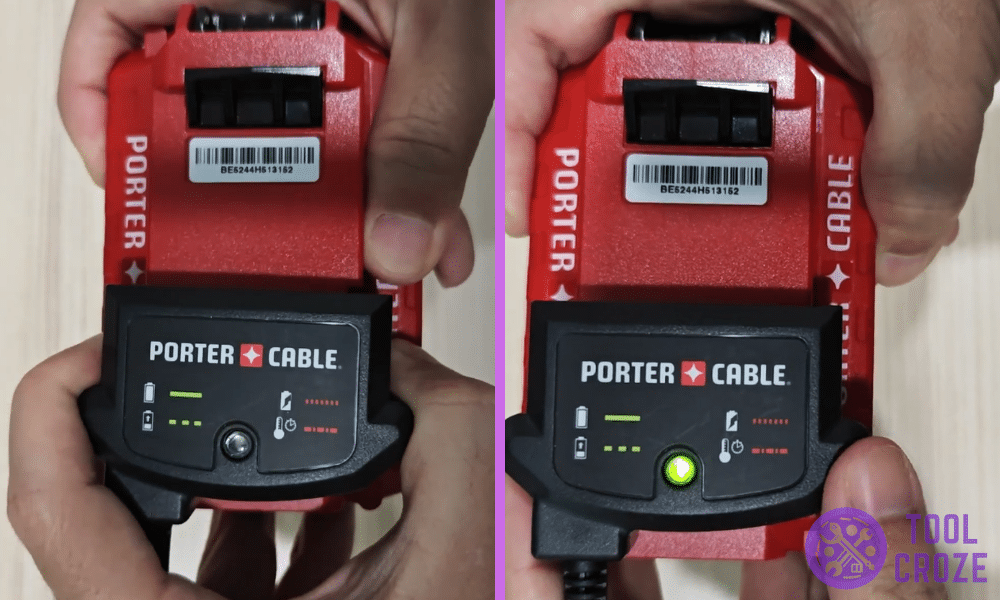 porter-cable charging flashing green