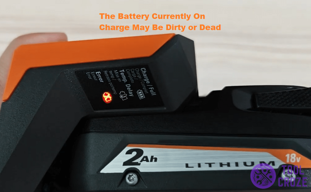 ridgid charger showing solid red light