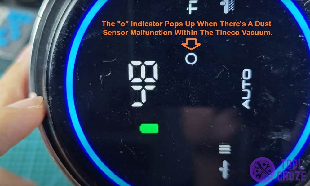 the o indicator dust sensor malfunction Tineco vacuum.