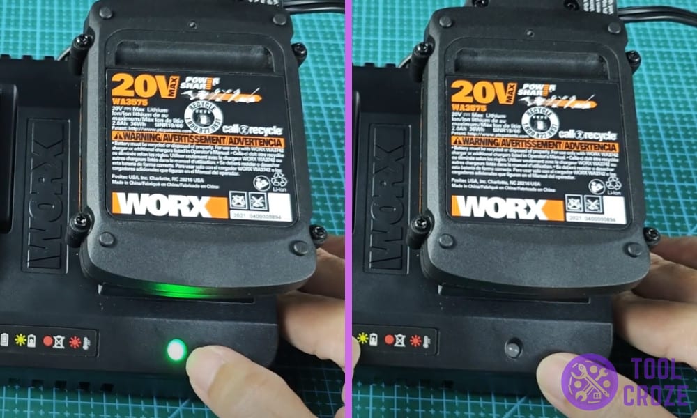 worx charger blinking green