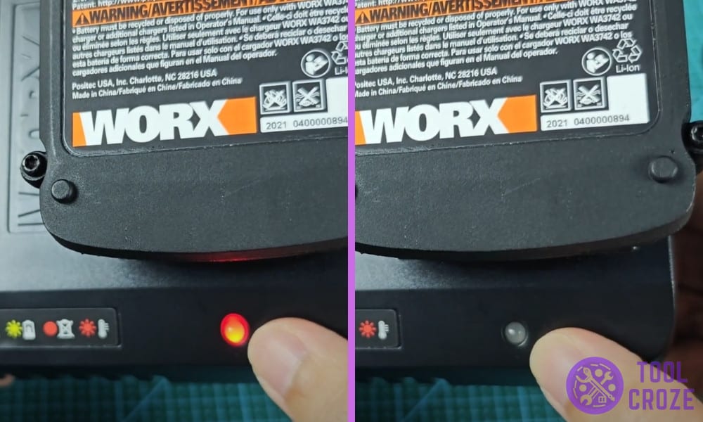 worx charger blinking red