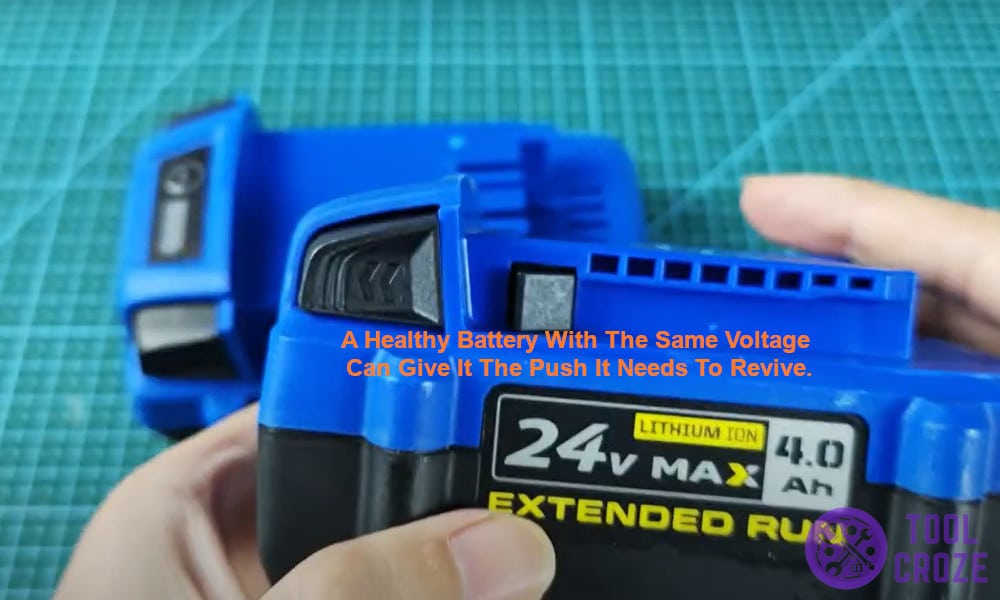 A healthy battery with the same voltage can give it the push it needs to revive.