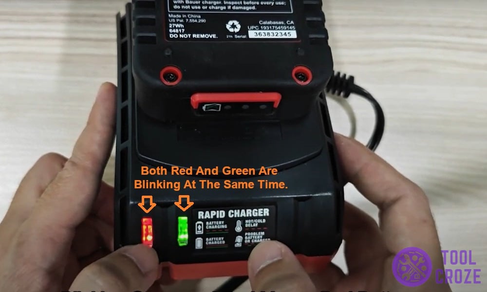 Both red and green are blinking at the same time.