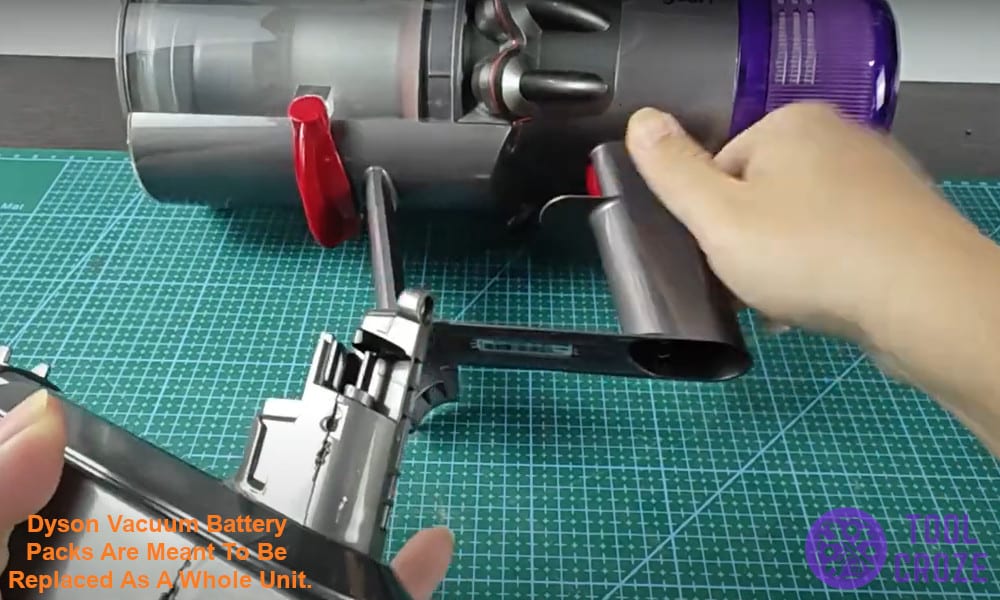 Dyson vacuum battery packs are meant to be replaced as a whole unit.