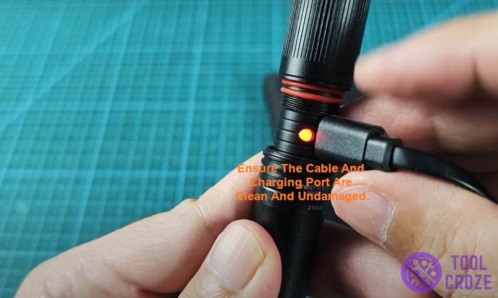 Ensure the cable and charging port are clean and undamaged.