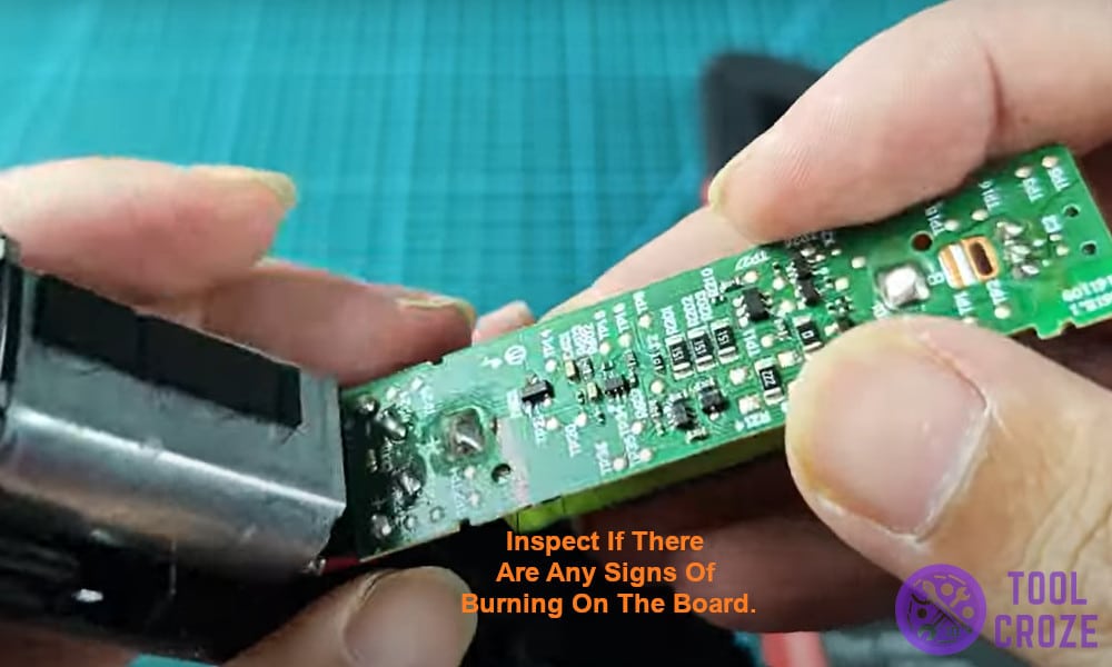 Inspect for signs of burning on the board.