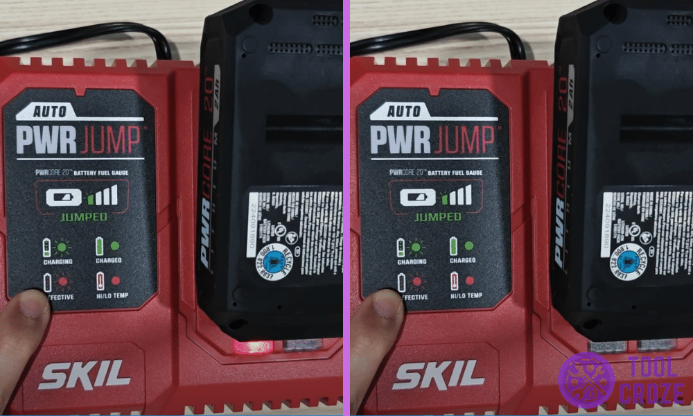 SKIL charger light flashing red
