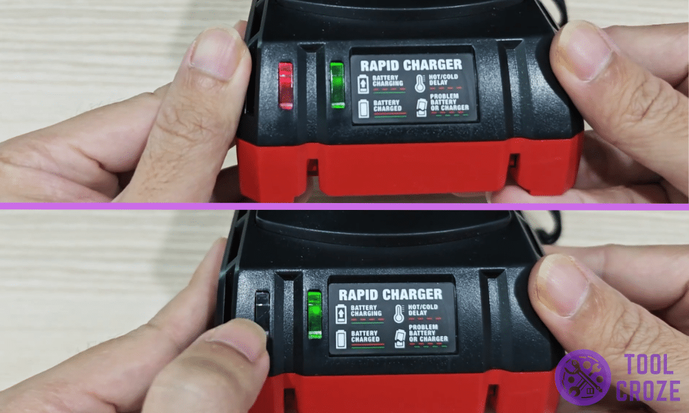 bauer charger blinking red and solid green