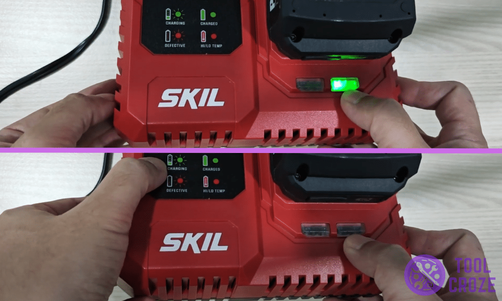 blinking green light on SKIL charger