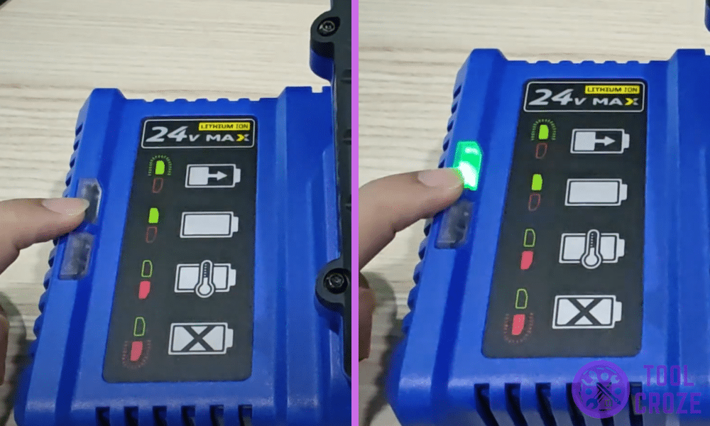 blinking green light on kobalt charger indicator