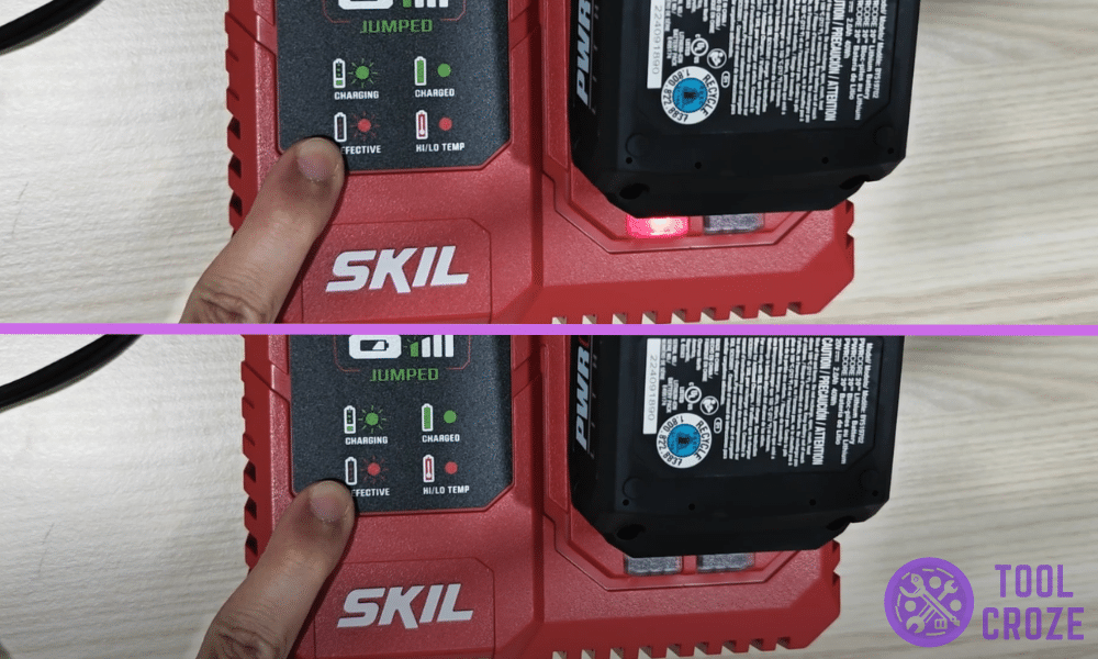 blinking red light on SKIL charger