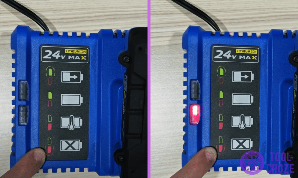 blinking red light on kobalt charger indicator