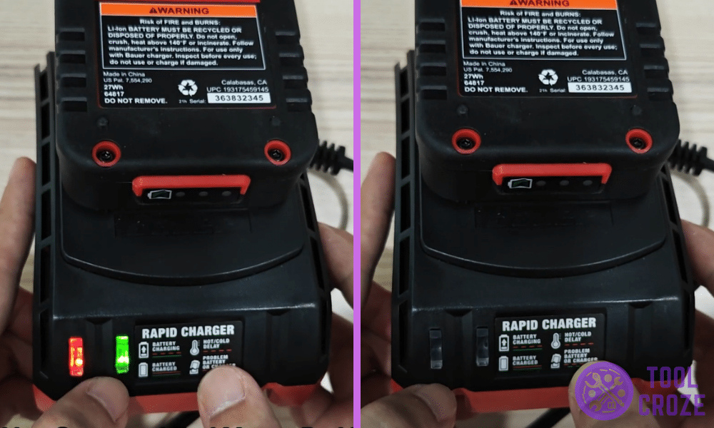 both red and green blinking on bauer charger