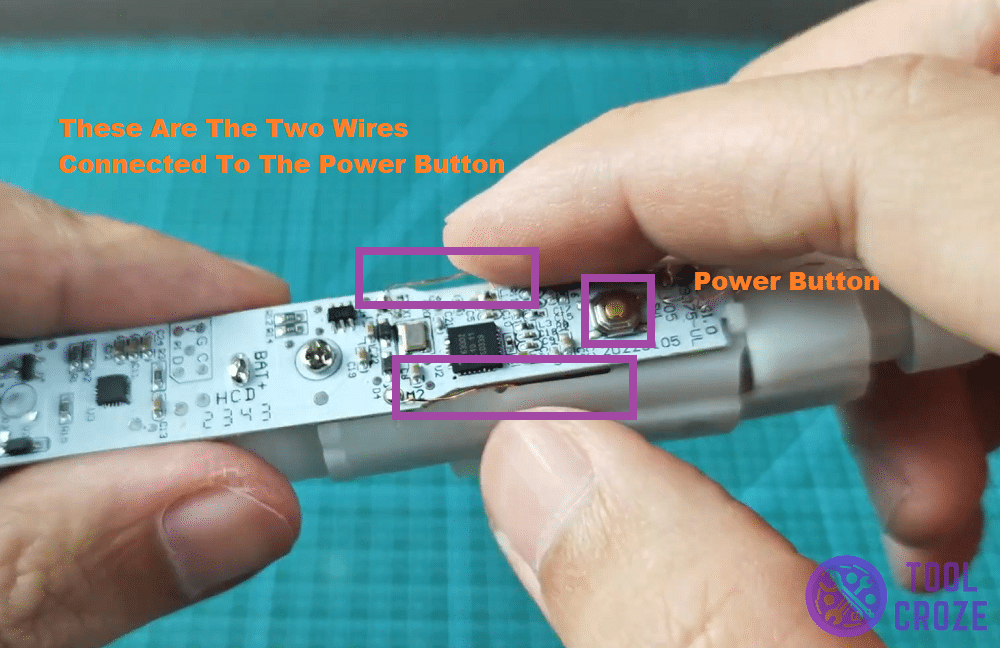 two wires close to power button