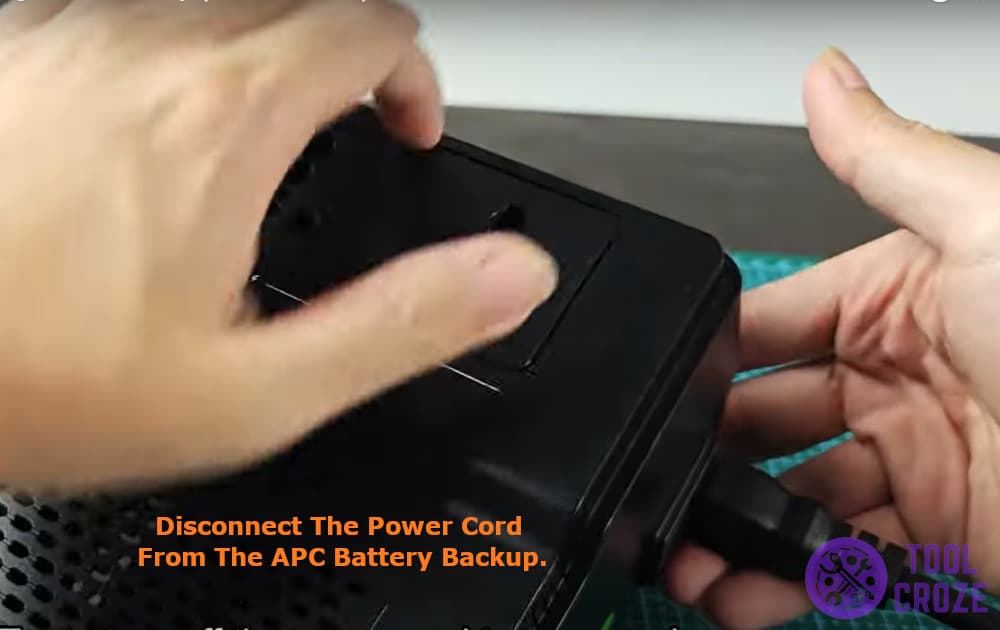 Disconnect the power cord from the APC battery backup