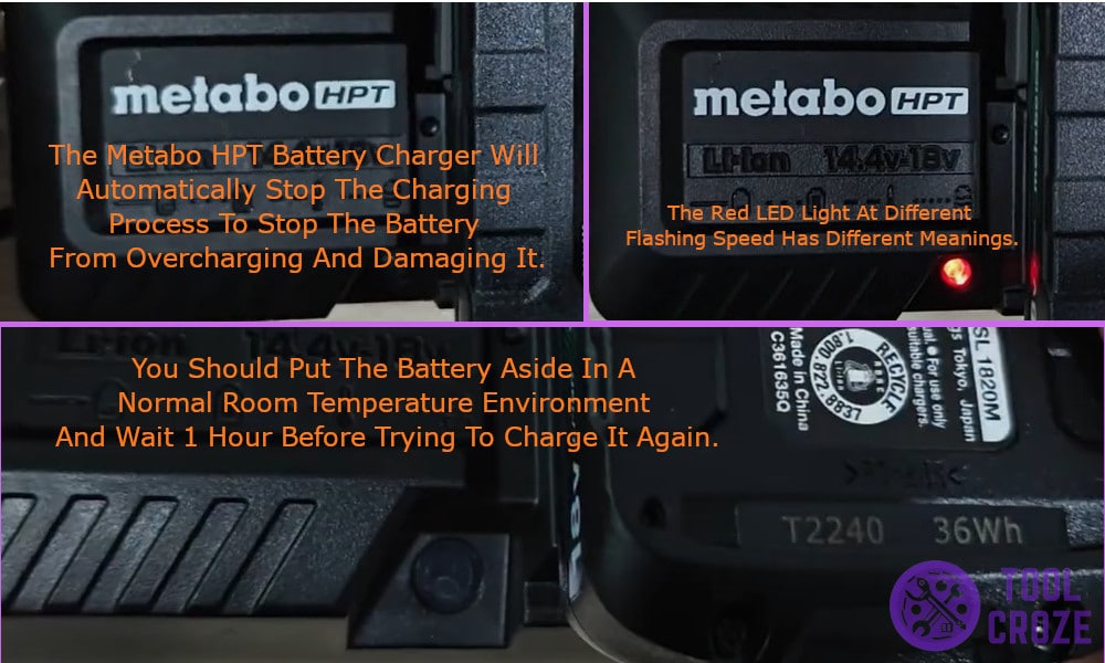 Meanings of Metabo HPT Battery Charger Indicator