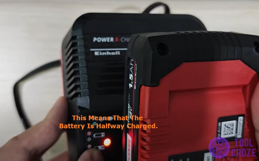 this means that the battery is halfway charged.