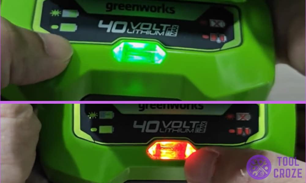 Meanings of Greenworks 40v Battery Charger Light