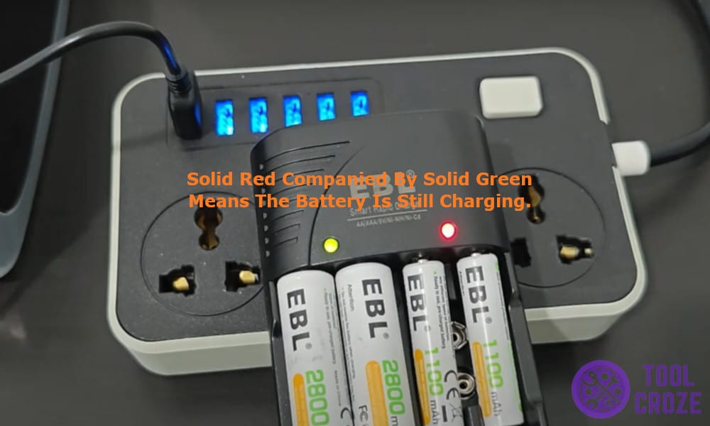 Solid Red Companied by Solid Green battery charging