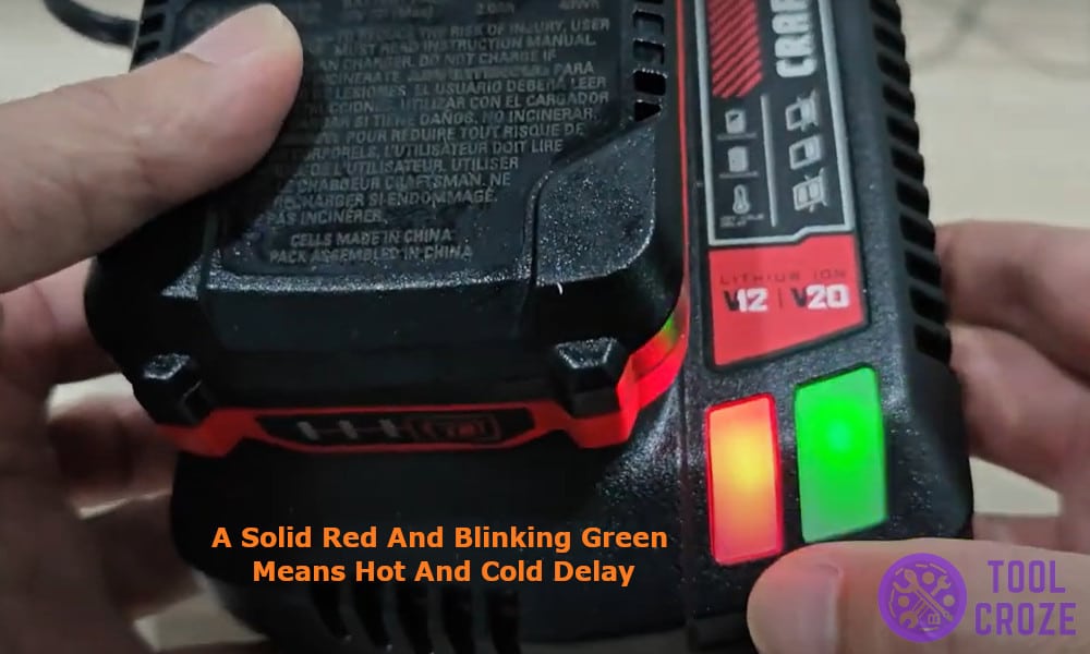Solid Red and Blinking Green - Hot and Cold Delay