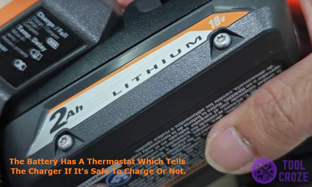 battery has a thermostat to tell the charger if it's safe to charge or not.