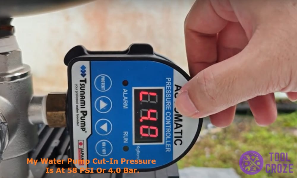 my water pump cut-in pressure is at 58 PSI or 4.0 Bar