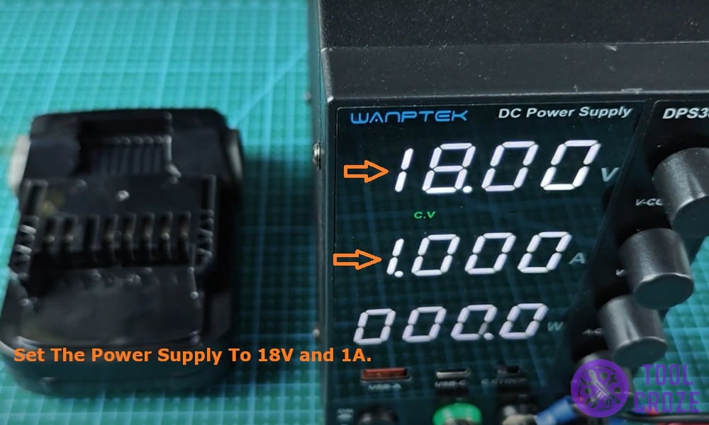 set the power supply to 18V and 1A
