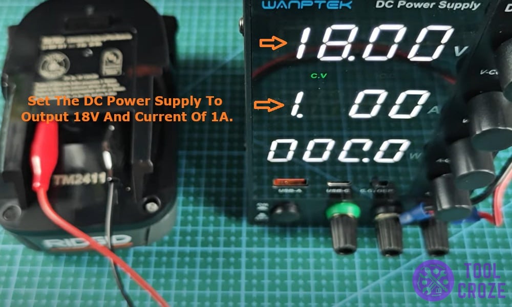 setting my DC power supply to output 18V and current of 1A