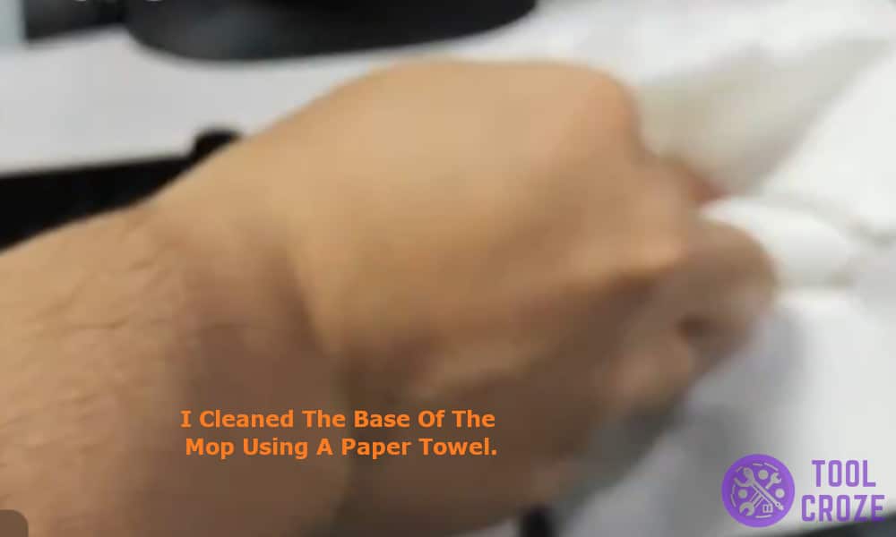 I also cleaned the base of the mop using a paper towel