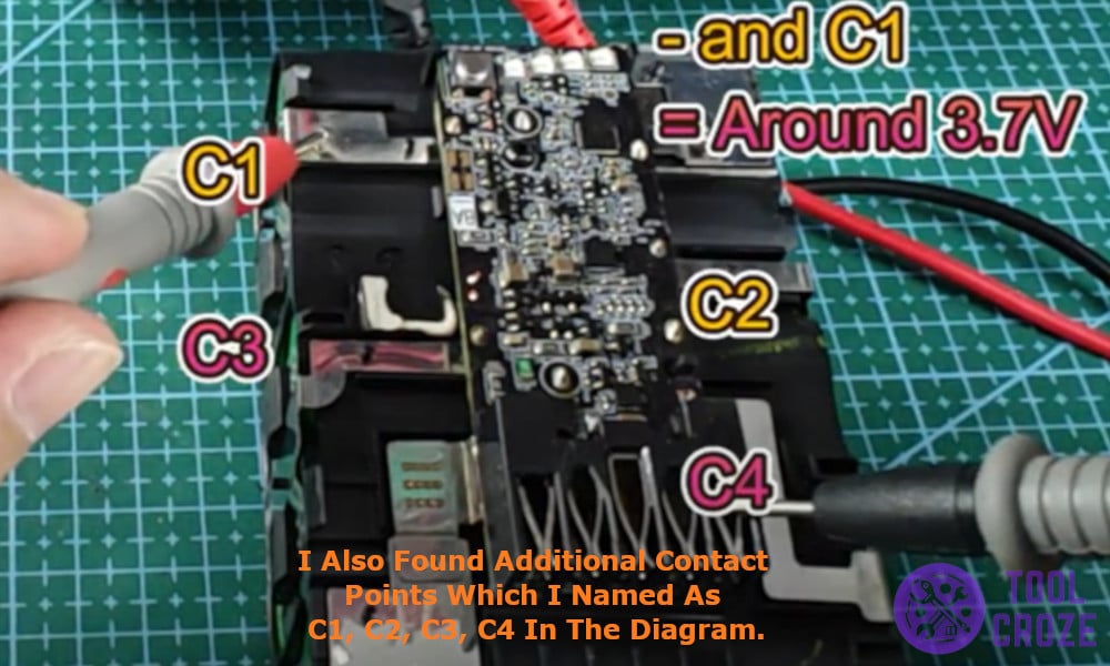 I also found additional contact points which I named as C1, C2, C3, C4 in the diagram