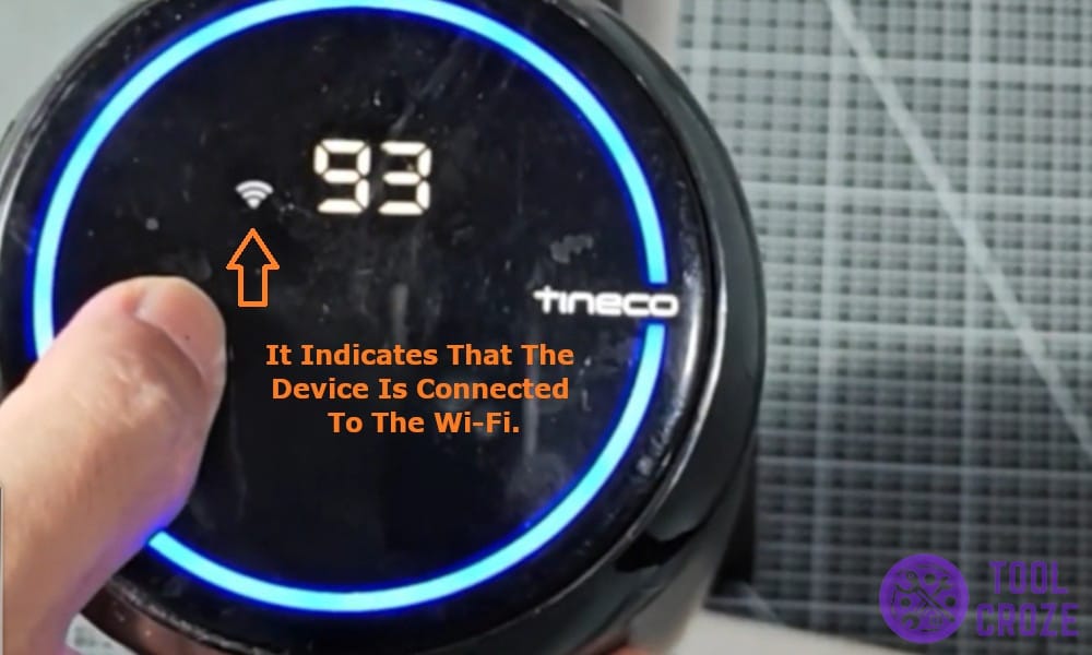 It indicates that the device is connected to the Wi-Fi