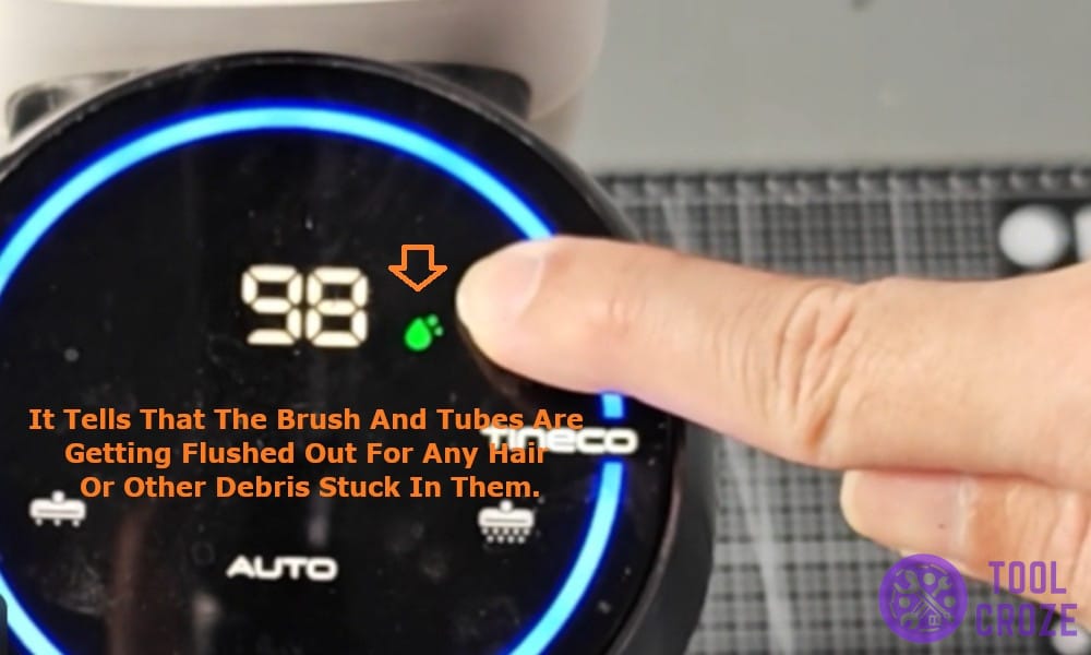 It tells that the brush and tubes are getting flushed out