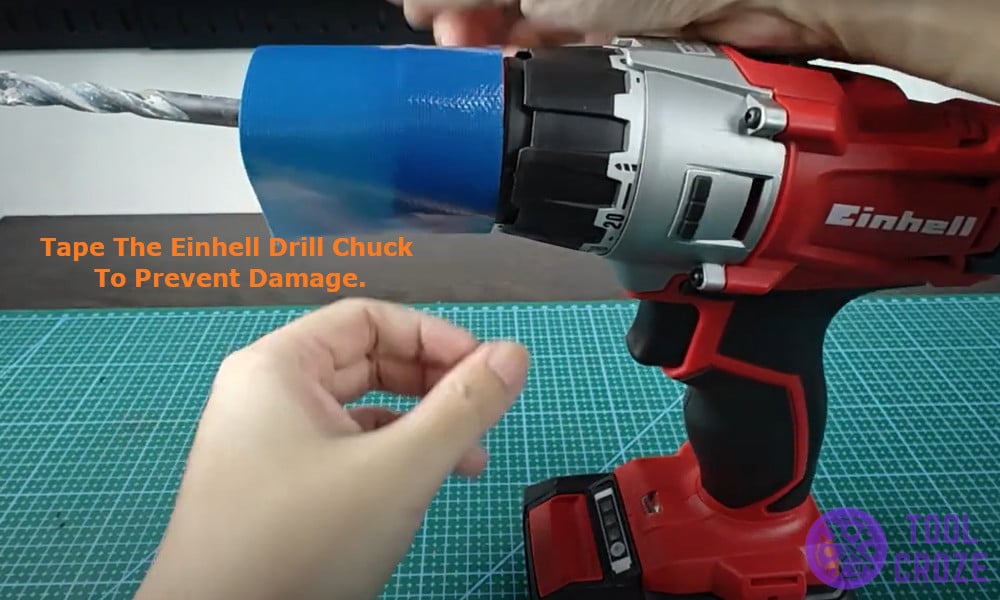 tape the Einhell drill chuck to prevent damage
