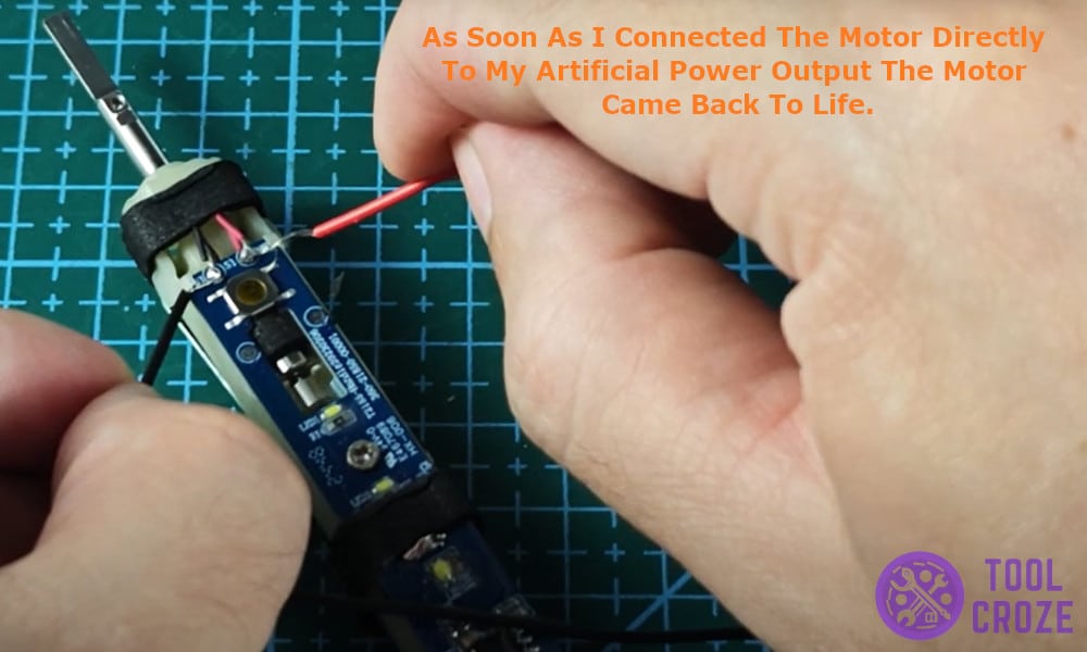 As soon as I connected the motor directly to my artificial power output the motor came back to life