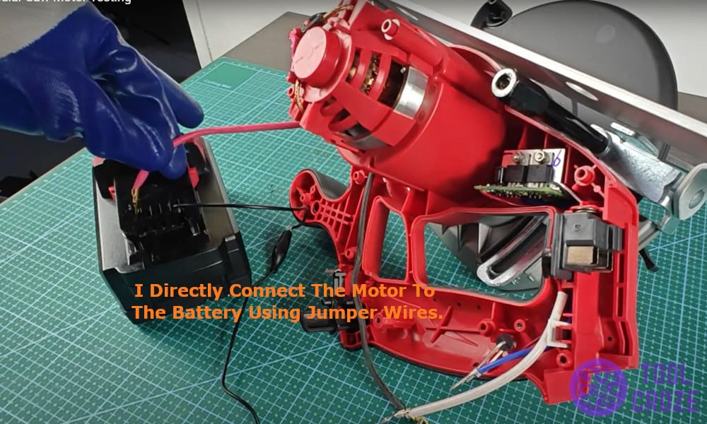 I directly connect the motor to the battery using jumper wires