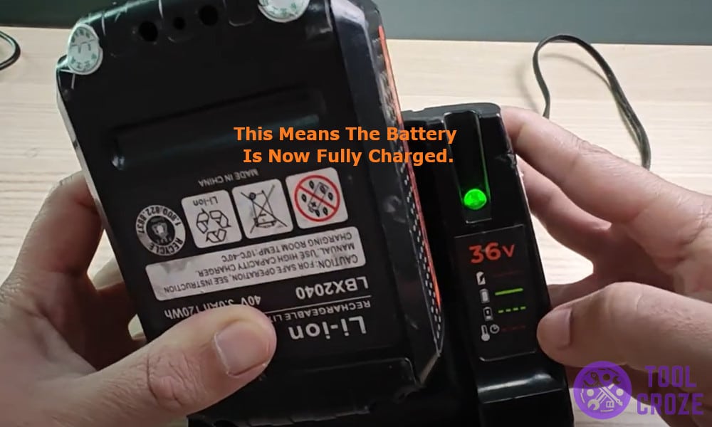 It means that the battery is now fully charged