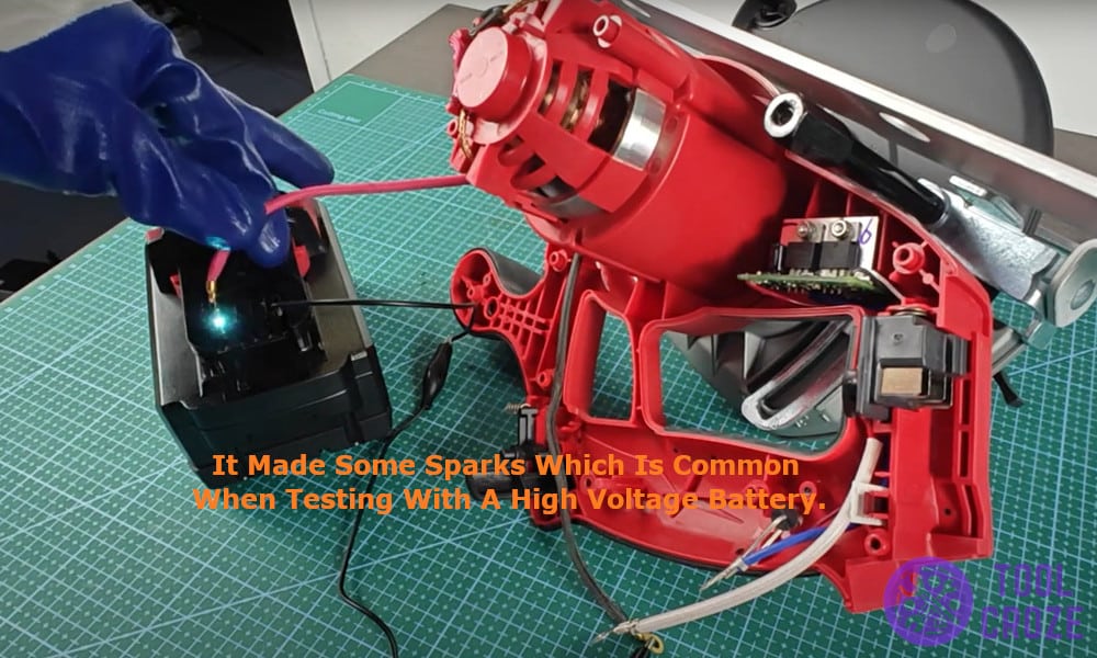 it also made some sparks, which is common when testing with a high voltage battery