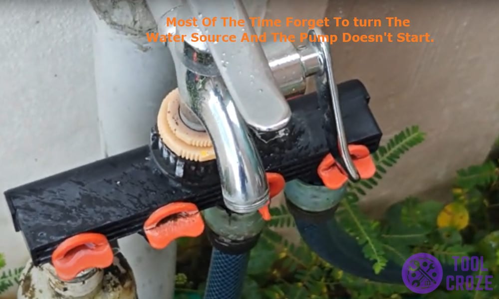 most of the time forget to turn the water source and the pump doesn't start.