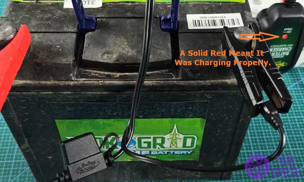 solid red which meant it was charging properly.