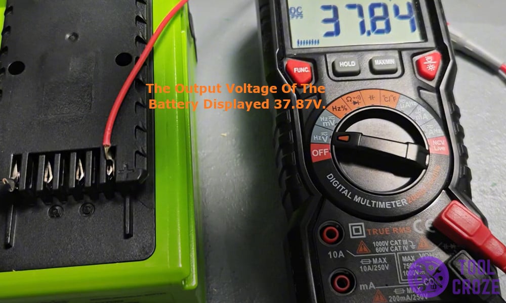 the output voltage of the battery displayed 37.87V