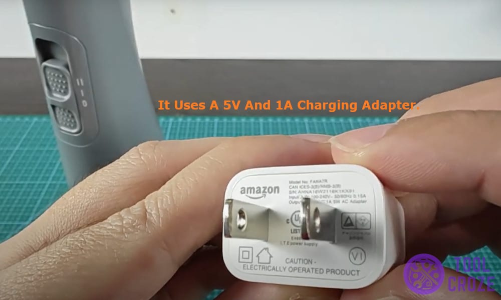 using an 5V and 1A charging adapter.